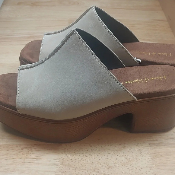 House of Harlow 1960 "Griffin" ivory Leather Slip-on Platform  Sandals 9 - Picture 7 of 10